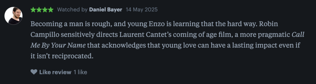 CANNES 2025 · « Enzo » de Robin Campillo : nos reviews préférées sur Letterboxd 6 Capture decran 2025 05 14 a 12.11.59