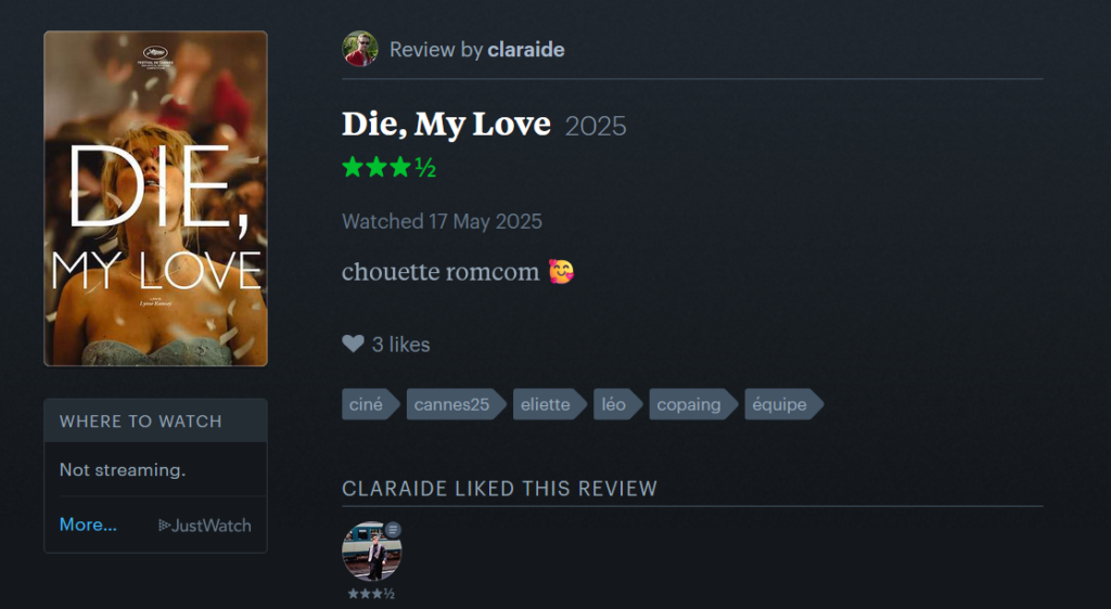 CANNES 2025 · « Die My Love » : nos reviews préférées sur Letterboxd 5 Die My Love 9