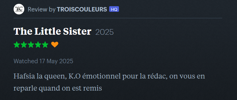 CANNES 2025 · « La Petite dernière » de Hafsia Herzi : nos reviews préférées sur Letterboxd 9 Letterboxd 10