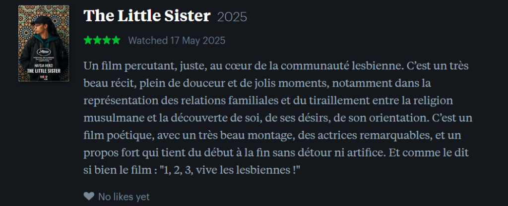 CANNES 2025 · « La Petite dernière » de Hafsia Herzi : nos reviews préférées sur Letterboxd 4 Letterboxd 12 1