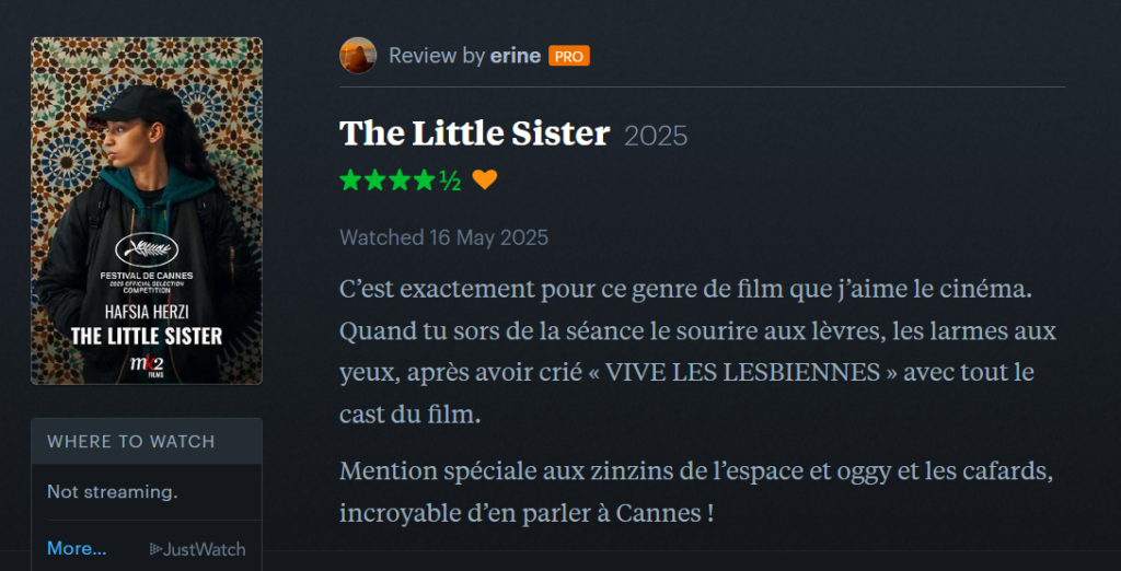CANNES 2025 · « La Petite dernière » de Hafsia Herzi : nos reviews préférées sur Letterboxd 3 Letterboxd 14