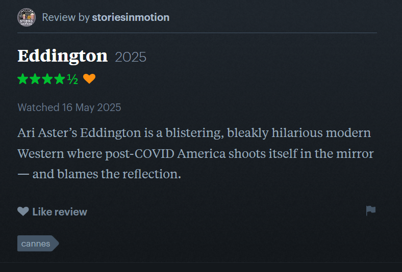 CANNES 2025 · "Eddington" d'Ari Aster : nos reviews préférées sur Letterboxd 4 eddington 5