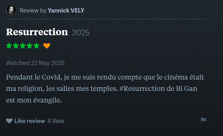 CANNES 2025 · « Resurrection » de Bi Gan : nos reviews préférées sur Letterboxd 4 yannick vely