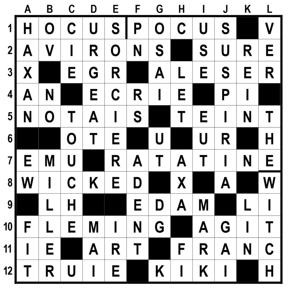 Mots croisés "sorcières du cinéma" : la grille et les solutions ! 3 mots croises 220 2